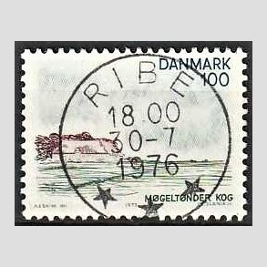 FRIM�RKER DANMARK | 1975 - AFA 599 - S�nderjylland - 100 �re flerfarvet - Pragt Stemplet Ribe