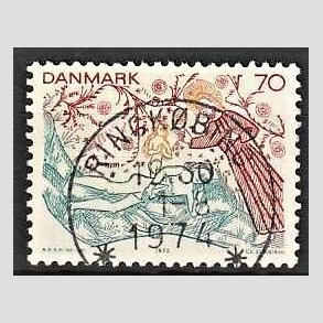 FRIM�RKER DANMARK | 1973 - AFA 556 - Kalkmalerier - 70 �re flerfarvet - Pragt Stemplet Ringk�bing