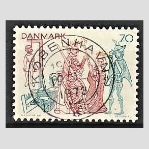 FRIM�RKER DANMARK | 1973 - AFA 553 - Kalkmalerier - 70 �re brunr�d/bl�gr�n/gul - Pragt Stemplet