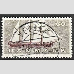 FRIM�RKER DANMARK | 1970 - AFA 505 - Dansk Skibsfart - 60 �re gr�oliv/r�dbrun - Pragt Stemplet Vedb�k