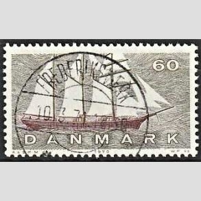 FRIM�RKER DANMARK | 1970 - AFA 505 - Dansk Skibsfart - 60 �re gr�oliv/r�dbrun - Pragt Stemplet Frederiksv�rk