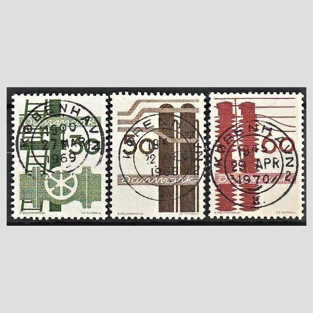 FRIMRKER DANMARK | 1968 - AFA 473-75 - Danmarks industri - 30-60 re - Lux Stemplet