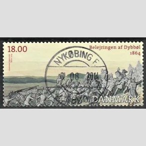 FRIM�RKER DANMARK | 2014 - AFA 1771 - Dybb�l 1864 - 18,00 Kr. flerfarvet - Pragt Stemplet Nyk�bing F