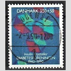FRIMRKER DANMARK | 1990 - AFA 977 - Diabetesforeningen - 3,50 Kr. + 50 re flerfarvet - Lux Stemplet Odense