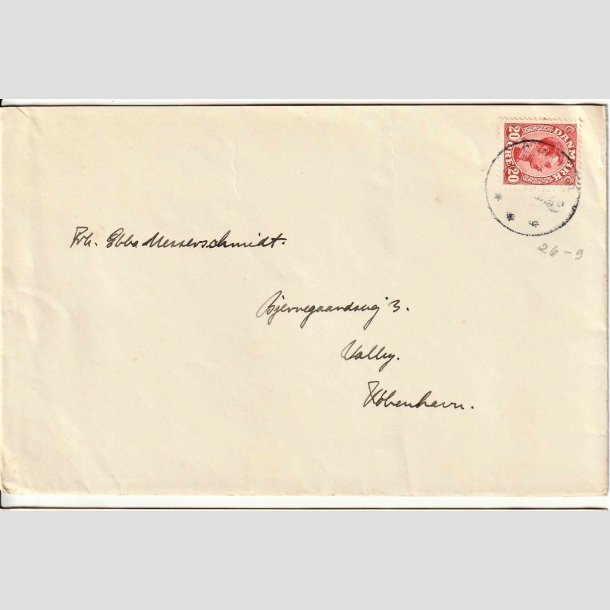 FRIMRKER DANMARK | 1925-26 - AFA 147 - Chr. X 20 re rd single p brev - Stemplet