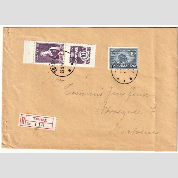 FRIMRKER DANMARK | 1940 - AFA 266,252 - Fra frimrkehfte med Rde Kors p brev - Stemplet