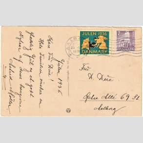 FRIMRKER DANMARK | 1936 - AFA 230 - Reformationen 7 re violet p kort - Stemplet