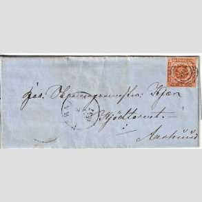 FRIMRKER DANMARK | 1854-57 - AFA 4 - 4 Skilling brun p brev - Stemplet Maribo