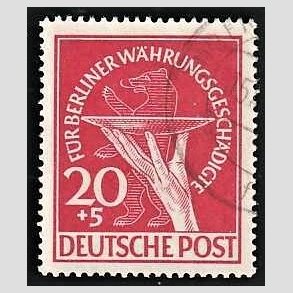 FRIM�RKER VESTBERLIN: 1949 | AFA 69 | 20+5 pf. r�d Velg�renhedsm�rker - Stemplet