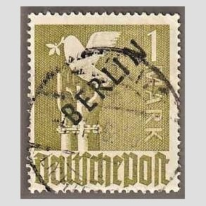 FRIM�RKER VESTBERLIN: 1948 | AFA 17 | 1 dm. overtryk BERLIN sort - Stemplet