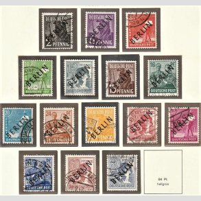 FRIM�RKER VESTBERLIN: 1948 | AFA 01-15 | Provisorier SORT overtryk. - 2 pf. -80 pf. - Stemplet