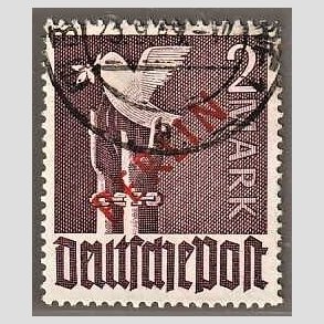 FRIM�RKER VESTBERLIN: 1949 | AFA 34 | 2 dm m�rklilla overtryk BERLIN r�d - Stemplet