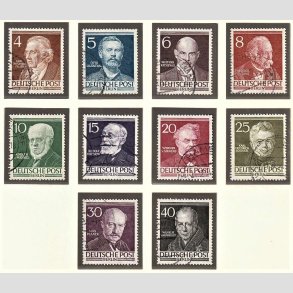 FRIM�RKER VESTBERLIN: 1952 | AFA 91-100 | 4-40 pf. Ber�mte berlinere s�t - Stemplet