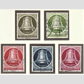 FRIM�RKER VESTBERLIN: 1951 | AFA 82-86 | Frihedsklokke II . - 5 pf. - 40 pf. i s�t - Stemplet