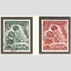 FRIM�RKER VESTBERLIN: 1951 | AFA 80,81 | 10+3-20+2 pf. frim�rkets dag s�t - Stemplet