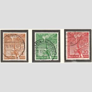 FRIM�RKER VESTBERLIN: 1952 | AFA 88-90 | 4-20 pf. Olympiade s�t - Stemplet