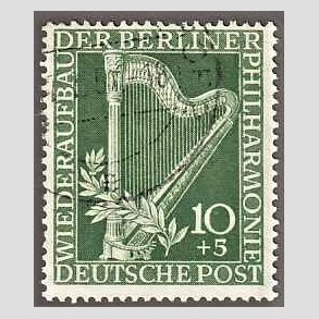 FRIM�RKER VESTBERLIN: 1950 | AFA 72 | 10+5 pf. gr�n - Stemplet