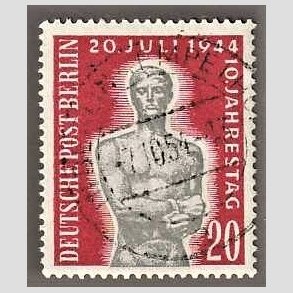 FRIM�RKER VESTBERLIN: 1954 | AFA 120 | 20 pf. karmin/gr� - Stemplet