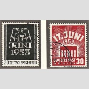 FRIM�RKER VESTBERLIN: 1953 | AFA 106-107 | 20 + 30 pf. juni opstanden - Stemplet