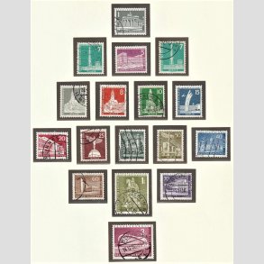 FRIM�RKER VESTBERLIN: 1956-58 | AFA 138-58 | Bybilleder 1 pf.-3 dm i s�t - Stemplet