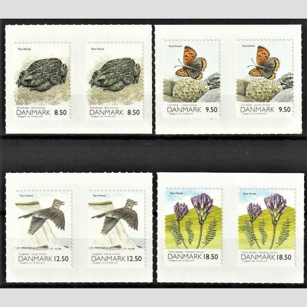 FRIMRKER DANMARK | 2010 - AFA 1600E-1603E - Danmarks natur - 8,50-18,50 Kr. flerfarvet i par st - Postfrisk