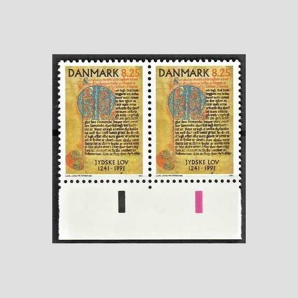 FRIMRKER DANMARK | 1991 - AFA 991 - Jyske Lov 750 r. - 8,25 Kr. flerfarvet i par - Postfrisk