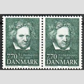 FRIMRKER DANMARK | 1989 - AFA 945 - B. S. Ingemann - 7,70 Kr. grn i par - Postfrisk