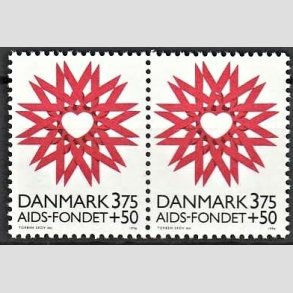 FRIMRKER DANMARK | 1996 - AFA 1130 - AIDS-Fondet - 3,75 Kr. + 50 re rd/sort i par - Postfrisk