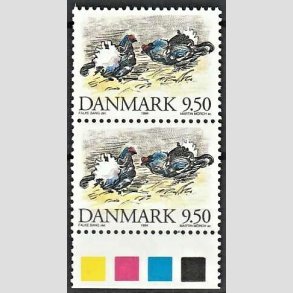 FRIMRKER DANMARK | 1994 - AFA 1079 - Truede danske dyr - 9,50 Kr. Urfugl i lodret par - Postfrisk