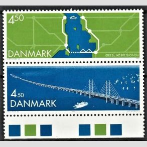FRIMRKER DANMARK | 2000 - AFA 1255-54 - resundsforbindelsen - 4,50  + 4,50 Kr. i lodret par - Postfrisk