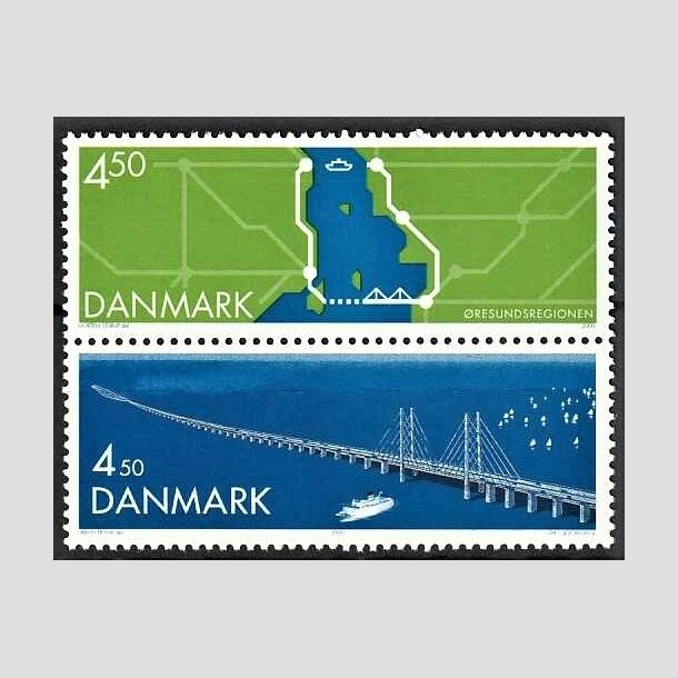 FRIMRKER DANMARK | 2000 - AFA 1255-54 - resundsforbindelsen - 4,50  + 4,50 Kr. i lodret par - Postfrisk