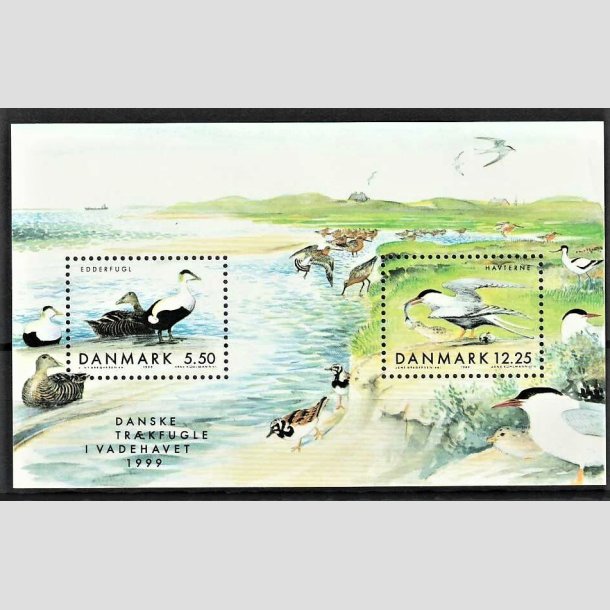 FRIMRKER DANMARK | 1999 - AFA 1231 | Danske trkfugle - Miniark II, 17,75 Kr. flerfarvet - Postfrisk