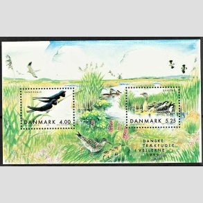 FRIMRKER DANMARK | 1999 - AFA 1228 | Danske trkfugle - Miniark I, 9,25 Kr. flerfarvet - Postfrisk