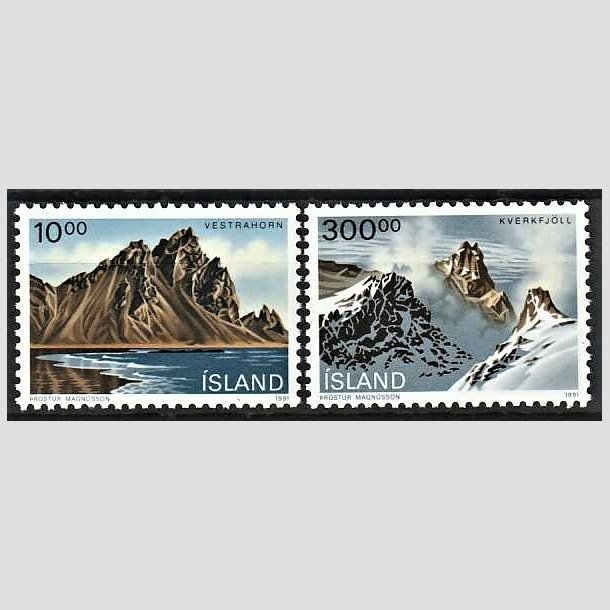 FRIMRKER ISLAND | 1991 - AFA 735,736 - Landskaber - 10,00 + 300,00 kr. flerfarvet - Postfrisk