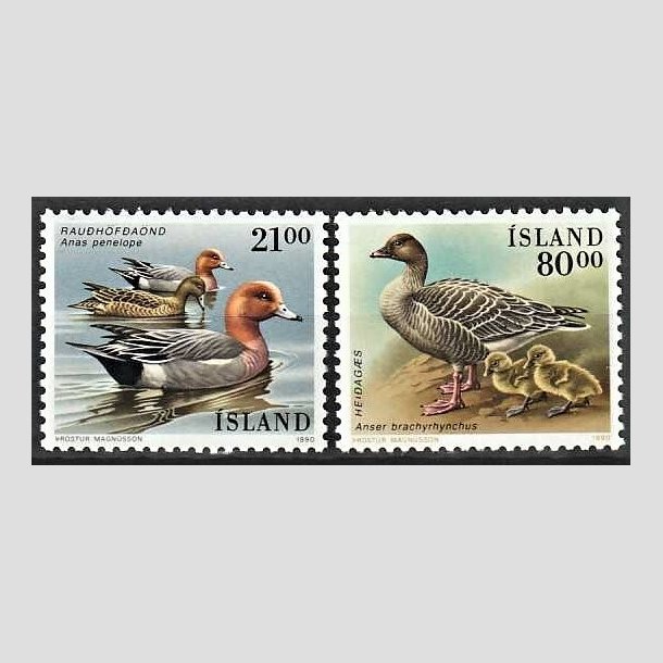 FRIMRKER ISLAND | 1990 - AFA 711,712 - Fugle - 21,00 + 80,00 kr. flerfarvet - Postfrisk