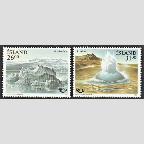 FRIMRKER ISLAND | 1991 - AFA 740,741 - Norden frimrker, turistml - 26,00 + 31,00 kr. flerfarvet - Postfrisk