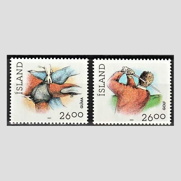 FRIMRKER ISLAND | 1991 - AFA 742,743 - Sport - 26,00 + 26,00 kr. flerfarvet - Postfrisk