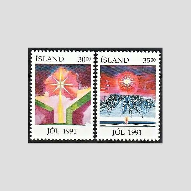 FRIMRKER ISLAND | 1991 - AFA 751,752 - Julefrimrker - 30,00 + 35,00 kr. flerfarvet - Postfrisk