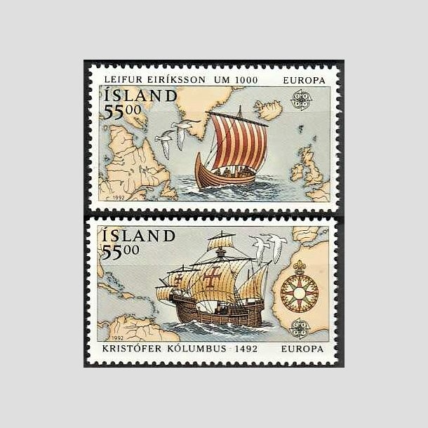 FRIMRKER ISLAND | 1992 - AFA 755,756 - Europamrker, Columbus - 55,00 + 55,00 kr. flerfarvet - Postfrisk