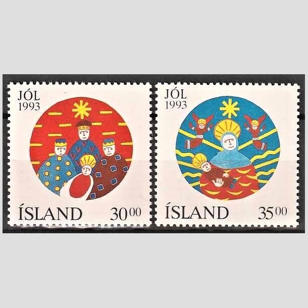 FRIMRKER ISLAND | 1993 - AFA 785,786 - Julefrimrker - 30,00 + 35,00 kr. flerfarvet - Postfrisk