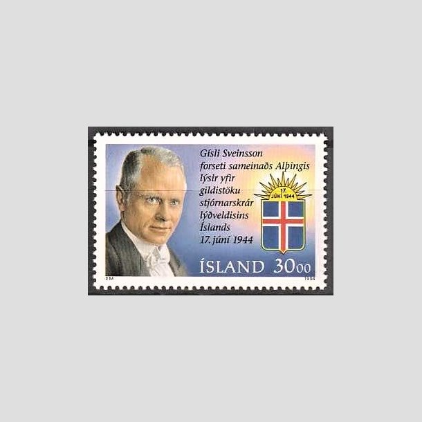 FRIMRKER ISLAND | 1994 - AFA 797 - Republikken 50 r, viceprsident - 30 kr. flerfarvet - Postfrisk