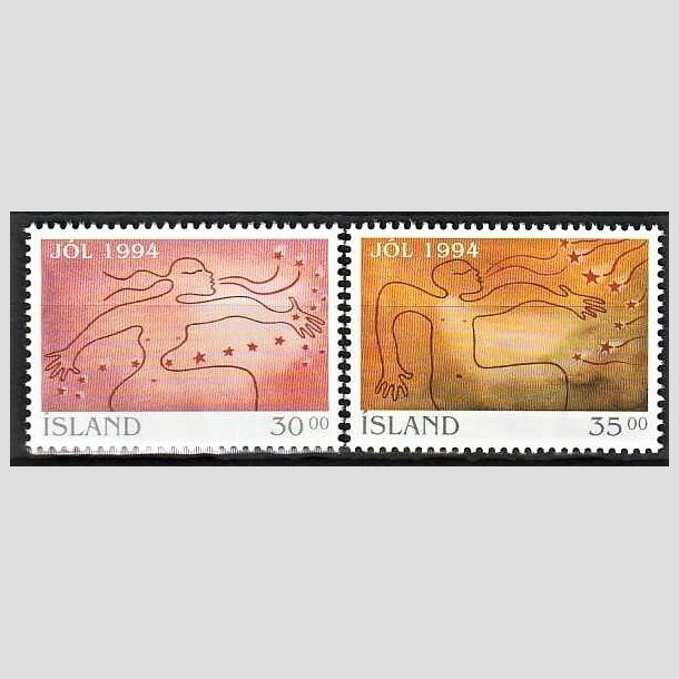 FRIMRKER ISLAND | 1994 - AFA 801,802 - Julefrimrker - 30,00 + 35,00 kr. flerfarvet - Postfrisk