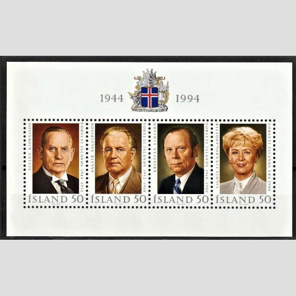 FRIMRKER ISLAND | 1994 - AFA 798 - Republikken 50 r, prsidenter - Miniark flerfarvet - Postfrisk