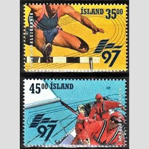FRIMRKER ISLAND | 1997 - AFA 855-56 - Sportslege - 35,00 + 45,00 kr. flerfarvet - Postfrisk