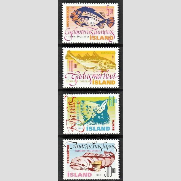 FRIMRKER ISLAND | 1998 - AFA 871-74 - Nyttefisk - 5,00 - 300,00 kr. flerfarvet - Postfrisk