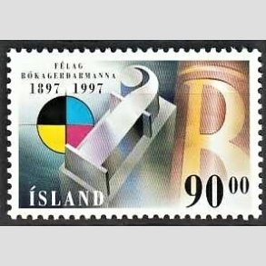 FRIMRKER ISLAND | 1997 - AFA 860 - Grafisk forbund 100 r - 90,00 kr. flerfarvet - Postfrisk