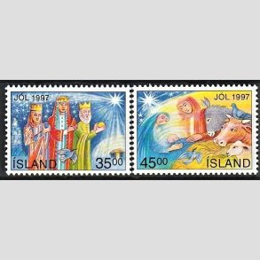 FRIMRKER ISLAND | 1997 - AFA 865,866 - Julefrimrker - 35,00 + 45,00 kr. flerfarvet - Postfrisk
