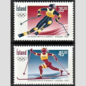 FRIMRKER ISLAND | 1998 - AFA 867,868 - Olympiske vinterlege - 35,00 + 45,00 kr. flerfarvet - Postfrisk