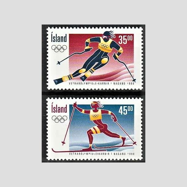 FRIMRKER ISLAND | 1998 - AFA 867,868 - Olympiske vinterlege - 35,00 + 45,00 kr. flerfarvet - Postfrisk