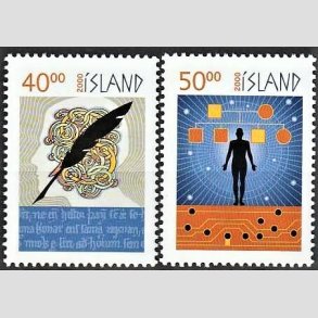 FRIMRKER ISLAND | 2000 - AFA 936,937 - rtusindeskiftet - 40,00 + 50,00 kr. flerfarvet - Postfrisk